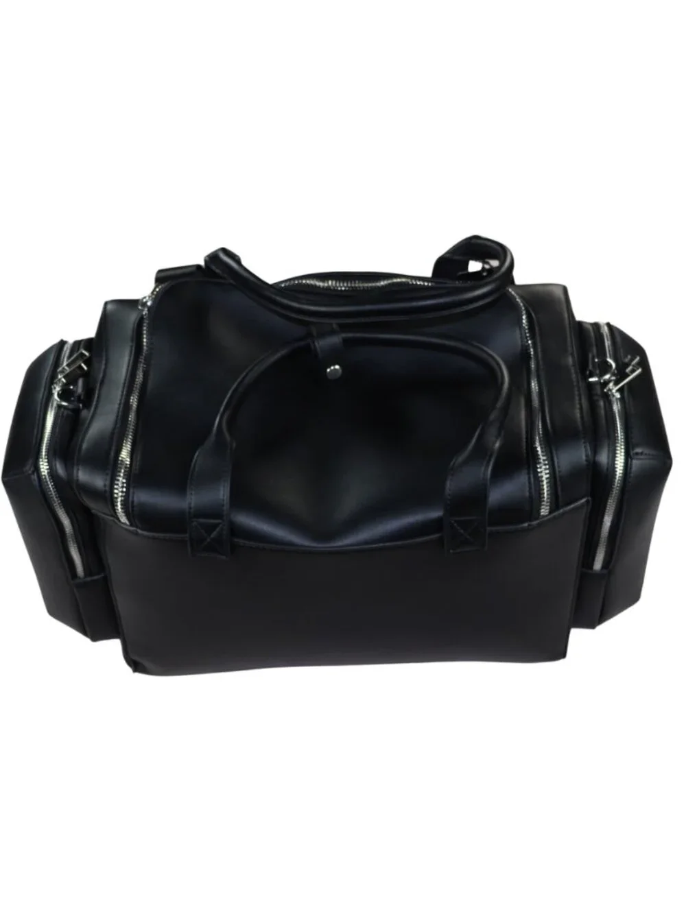 Alfani Faux Leather Multi-Pocket Zippered Duffle Bag Shoulder Strap & Handle NWT
